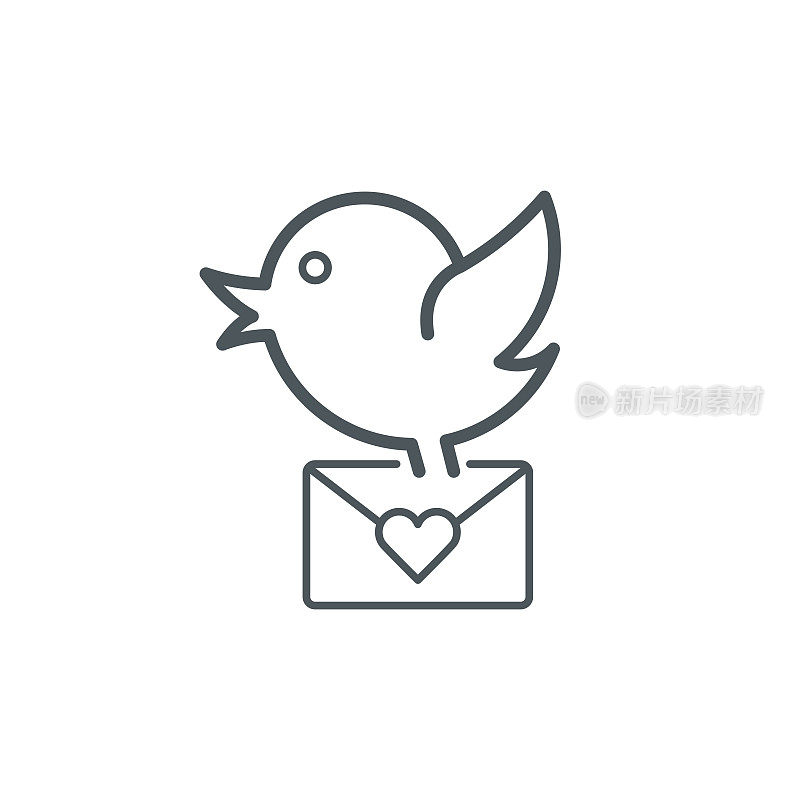 bird with love letter icon